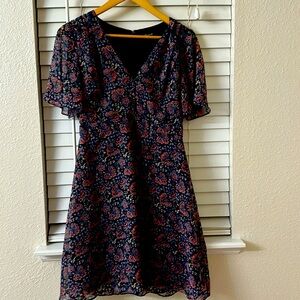 Madewell Womens Dress 2 Orchard Short Flutter-Sleeve Floral V-Neck